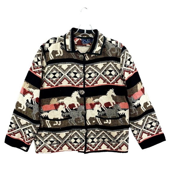 Jane Ashley Jackets & Blazers - Vintage Jane Ashley Tapestry Jacket Womens Small Aztec Boho Southwestern Horse